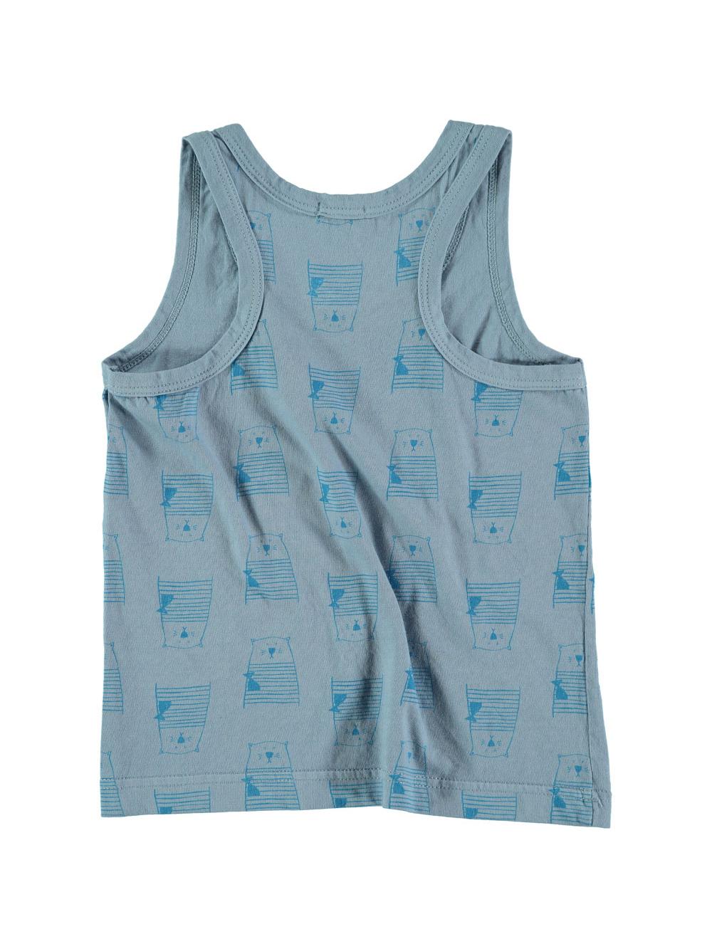 CAMISETA TIRANTES ESTAMPADO GATOS Y PECES AZUL