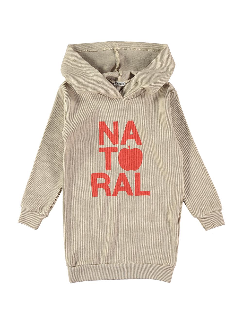 NATURAL STONE HOODED DRESS