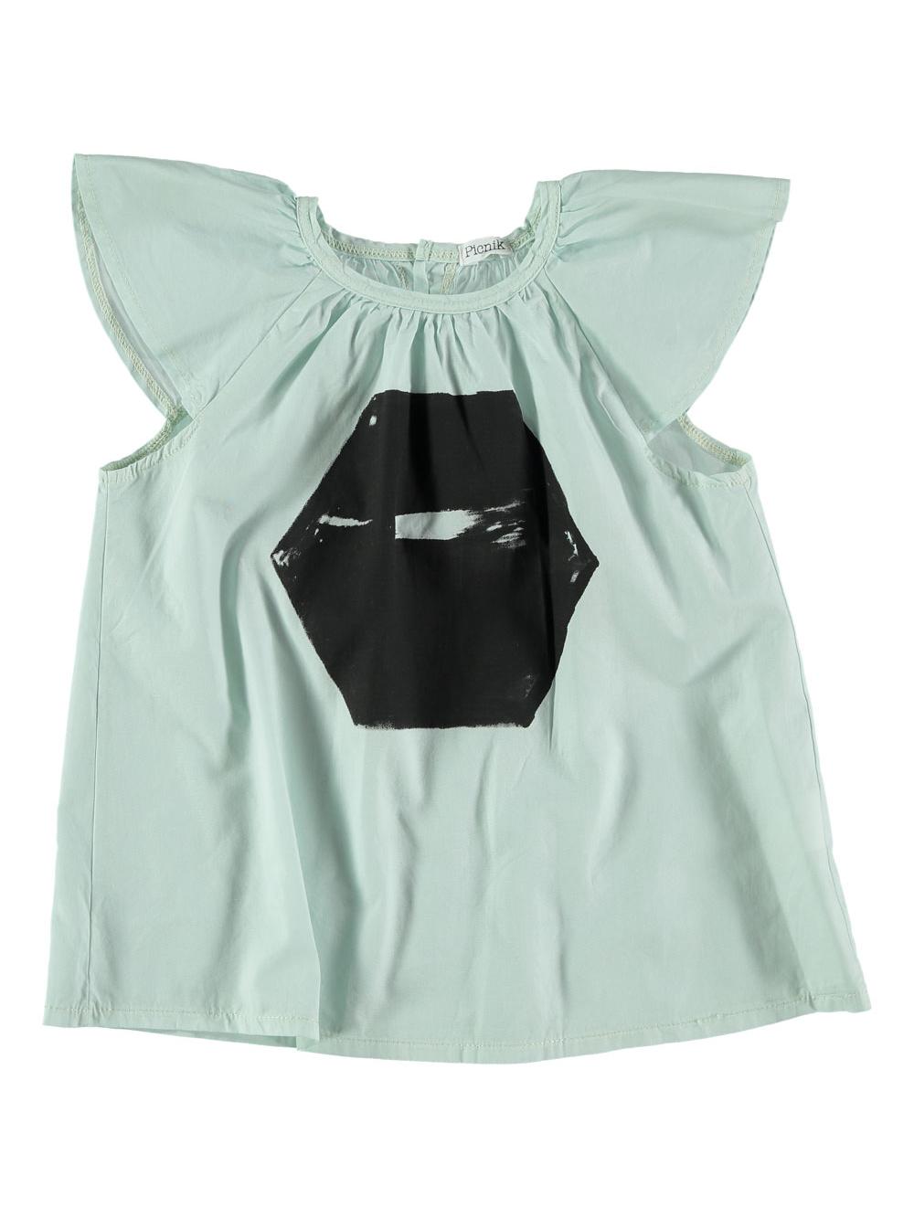GREEN HEXAGON RUFFLE SHIRT