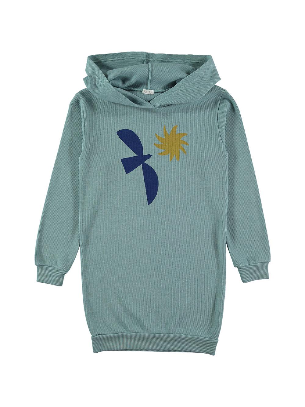 BLUE SUNBIRD HOODED DRESS