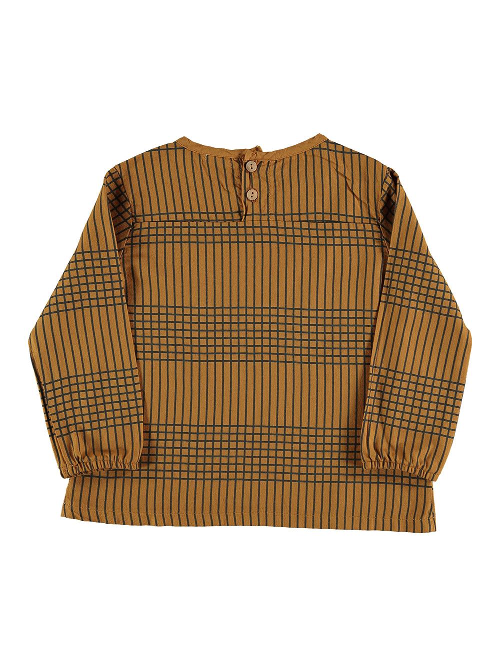 BLUSA MANGA LARGA CAMEL RAYAS NEGRAS