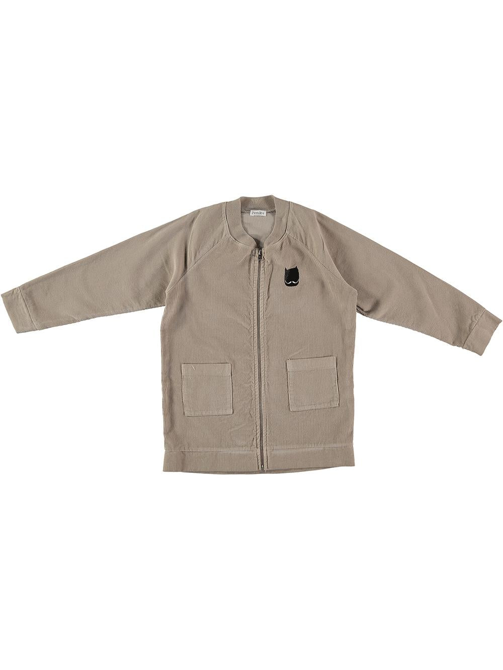 CHAQUETA PANA BORDADO GATO BIGOTE CAMEL