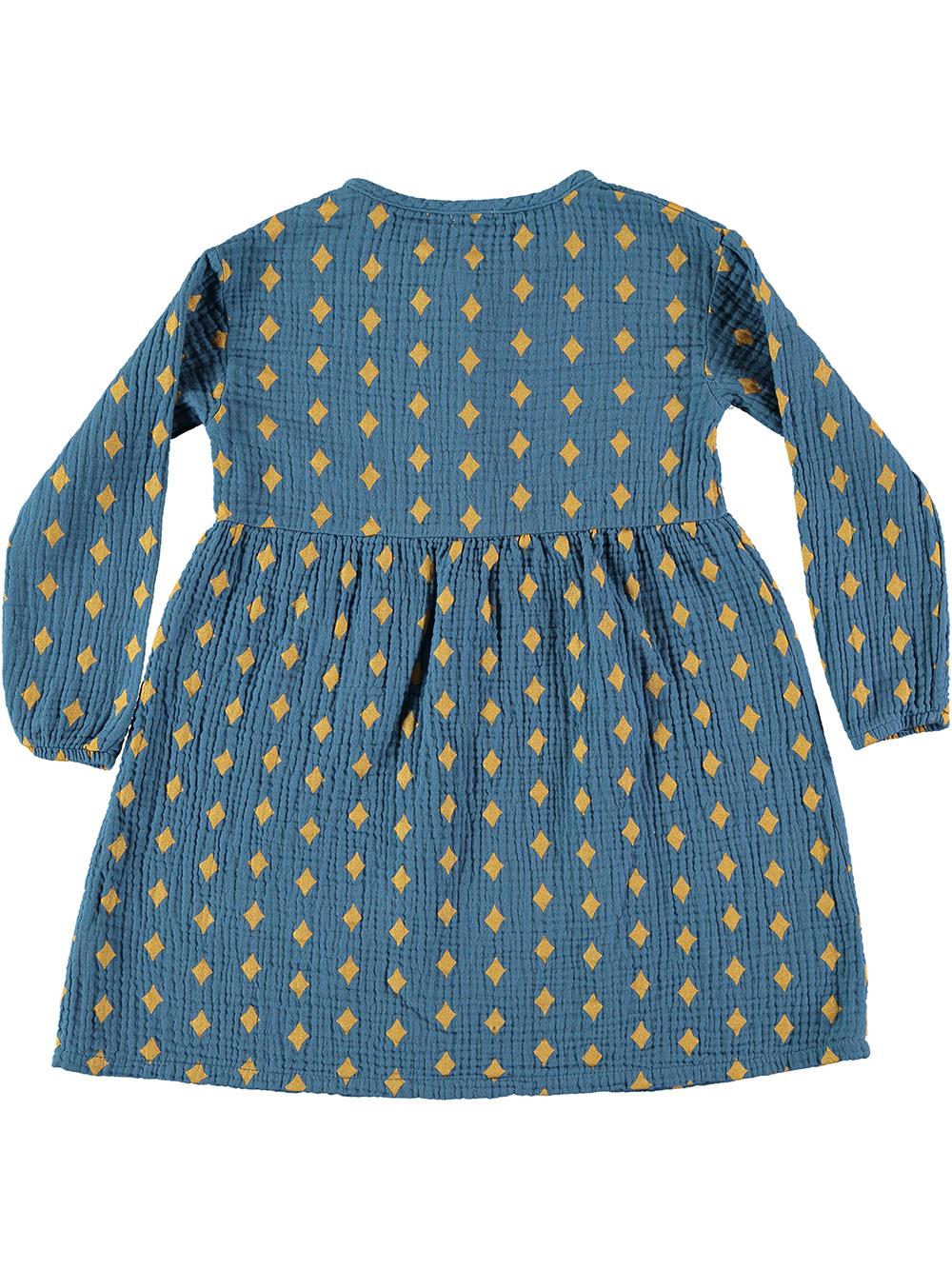 VESTIDO MANGA LARGA ESTAMPADO ROMBOS AZUL