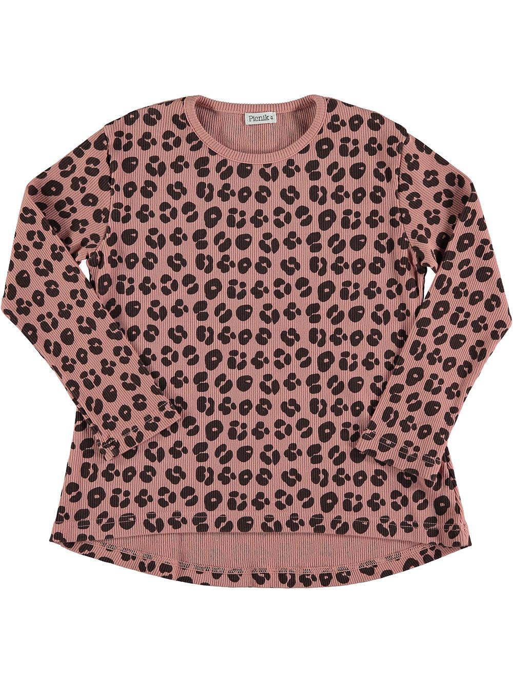 PINK LONG SLEEVE T-SHIRT WITH ANIMAL PRINT