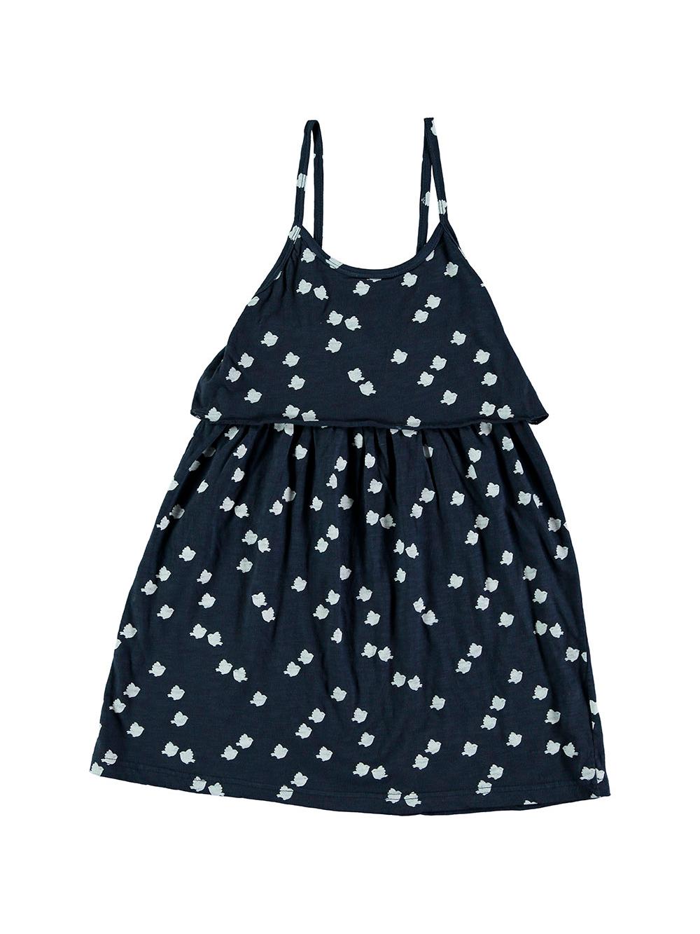 VESTIDO TIRANTES ESTAMPADO PAJARITOS AZUL NOCHE