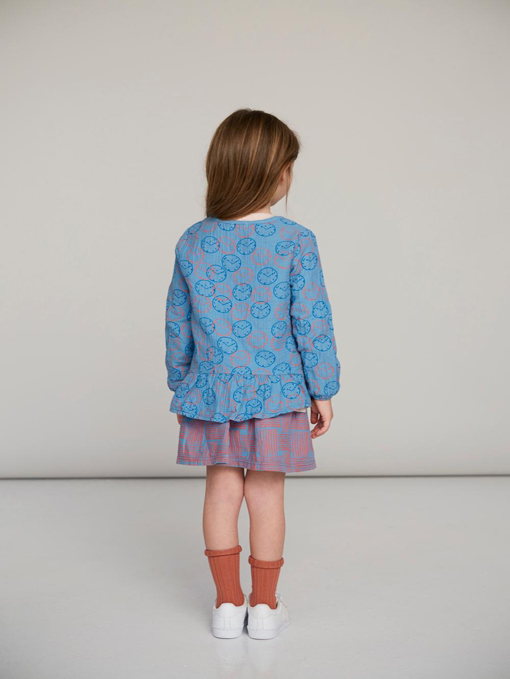 CAMISA VOLANTES AZUL ESTAMPADO RELOJES