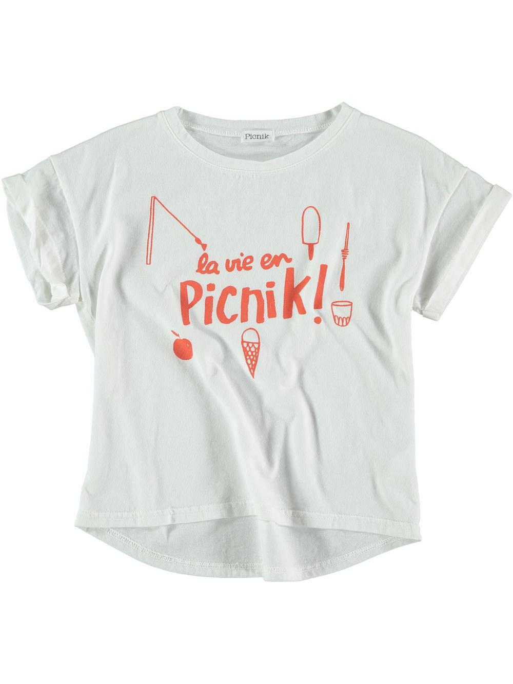 LA VIE FOLDED SHORT SLEEVE T-SHIRT IN WHITE PICNIK