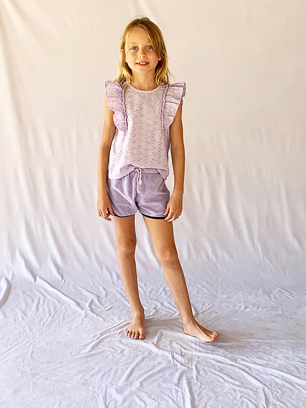PANTALÓN EN RIZO CORTO RETRO LILA
