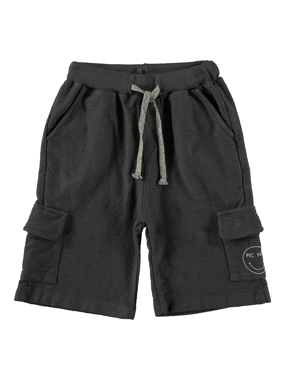 BERMUDA CARGO GRIS OSCURO CON ESTAMPADO SMILE