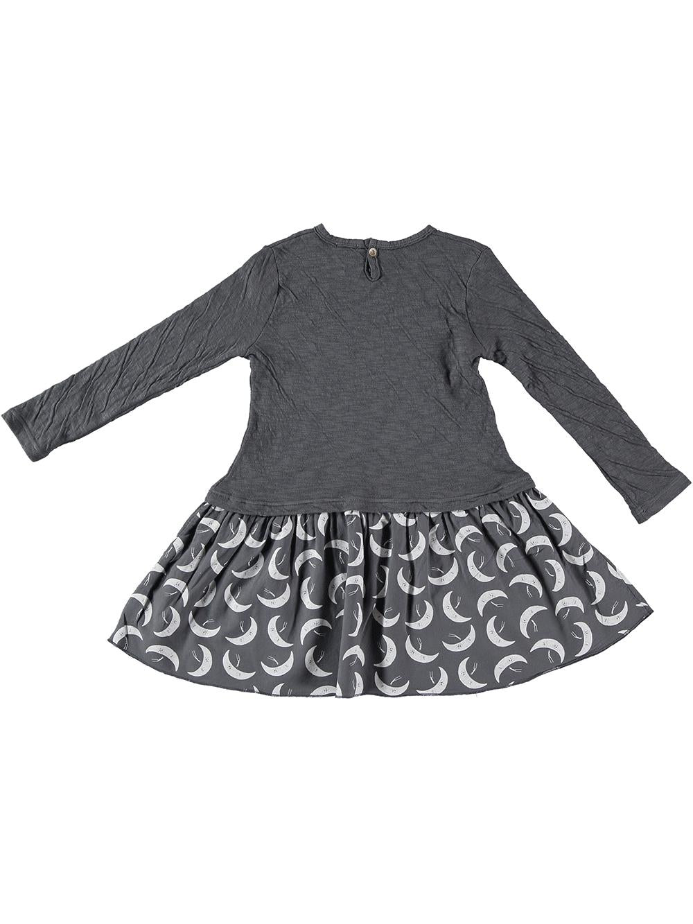 VESTIDO COMBINADO ESTAMPADO LUNAS COLUMPIOS GRIS OSCURO