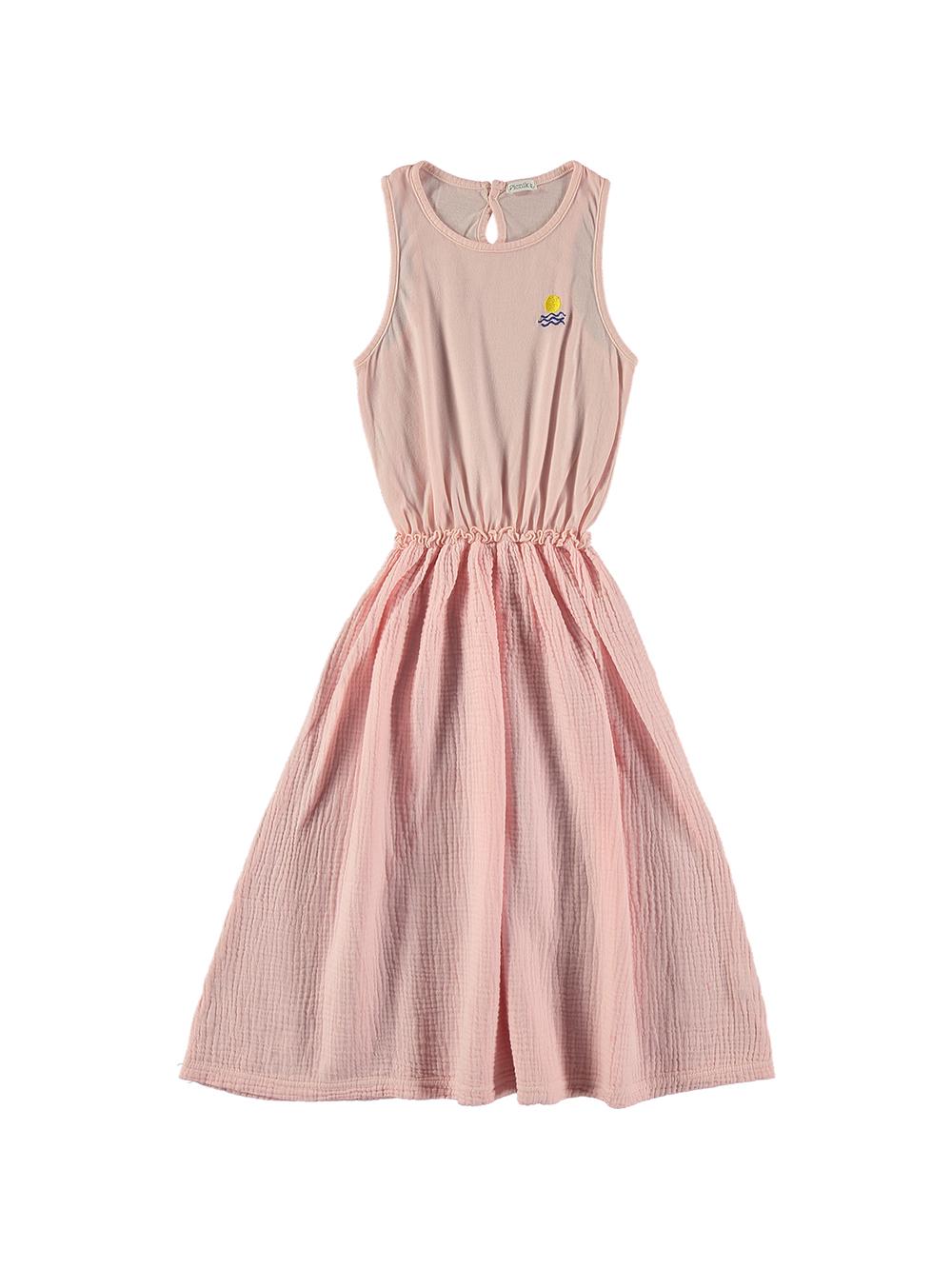 VESTIDO LARGO ROSA BORDADO SOL Y MAR