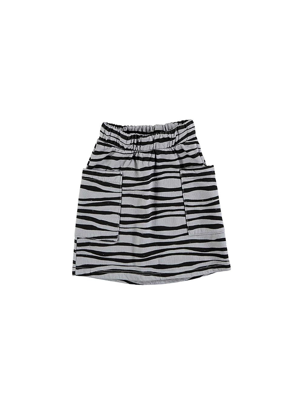 LIGHT GRAY MINI SKIRT WITH ZEBRA PRINT POCKETS