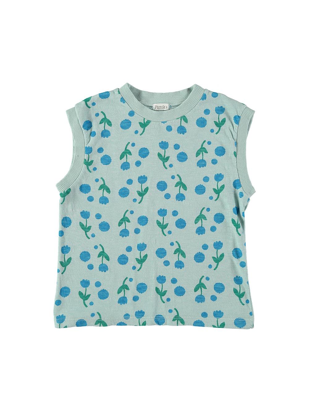 CAMISETA SIN MANGAS AZUL CLARO ESTAMPADA FLORES