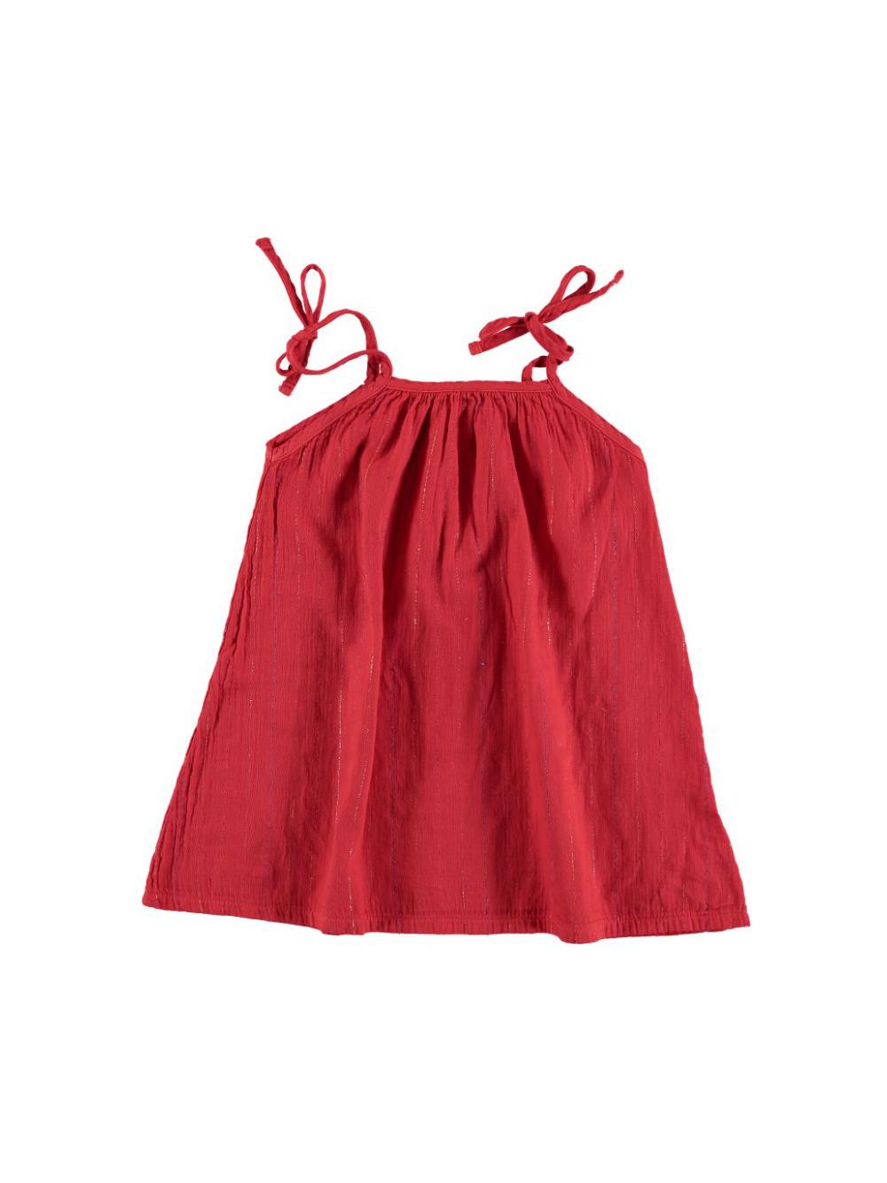 VESTIDO TIRANTES LAZO LÚREX ROJO