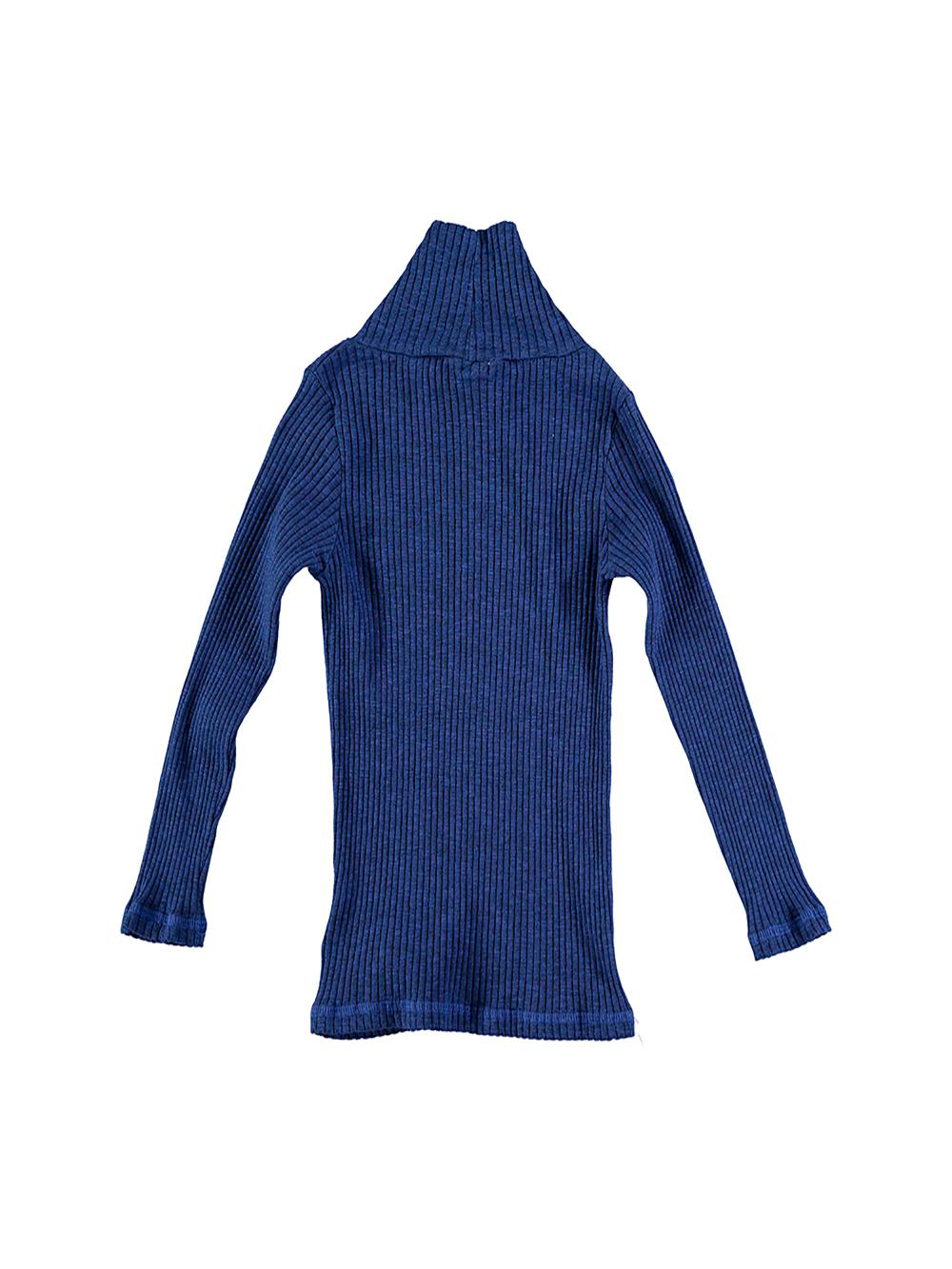 VIGORÉ BLUE HIGH NECK T-SHIRT WITH PENGUIN EMBROIDERY