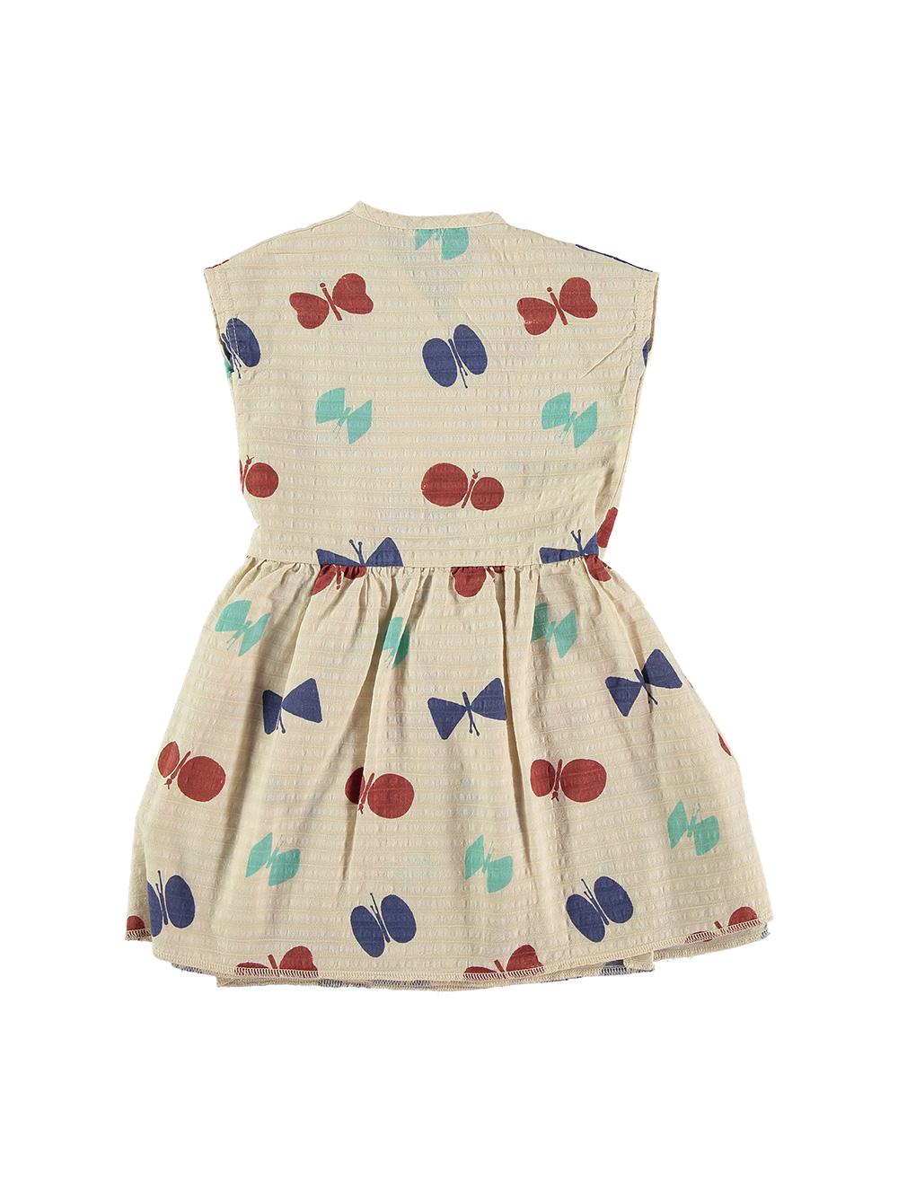 VESTIDO CINTURÓN ESTAMPADO MARIPOSAS BLANCO ROTO