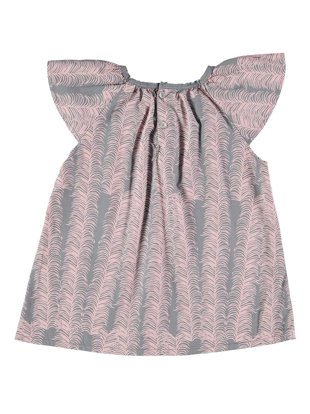 CAMISA VOLANTES ESTAMPADO PALMERAS GRIS