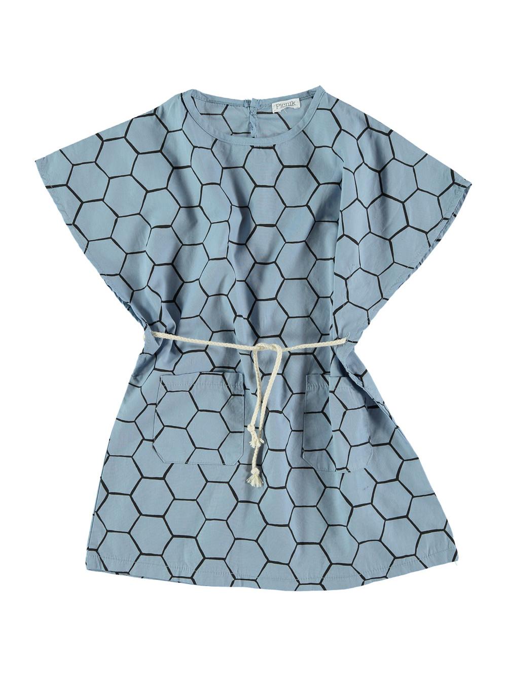 VESTIDO TÚNICA ESTAMPADO COLMENA AZUL