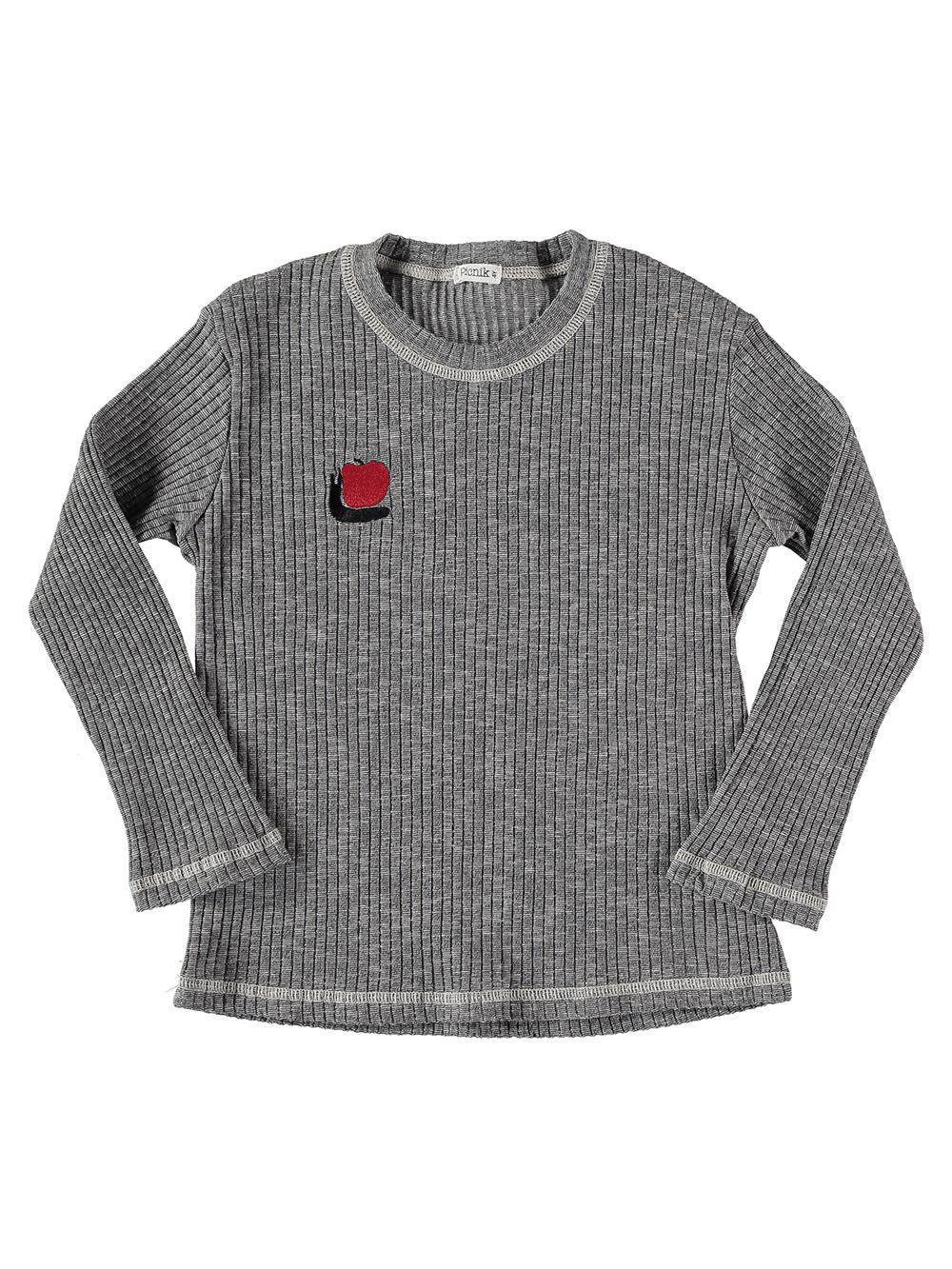 GRAY VIGORÉ T-SHIRT WITH APPLE SNAIL EMBROIDERY