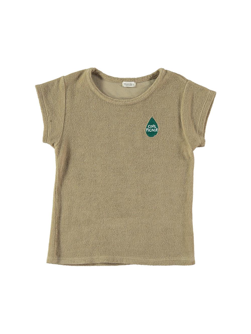 CAMISETA MANGA CORTA EN RIZO COLOR CAMEL