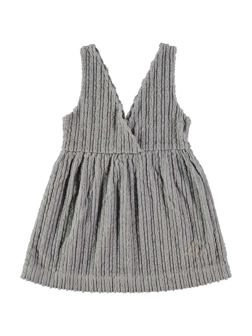 CORDUROY DRESS WITH BIRD EMBROIDERY STRAPS ALLO GRAY