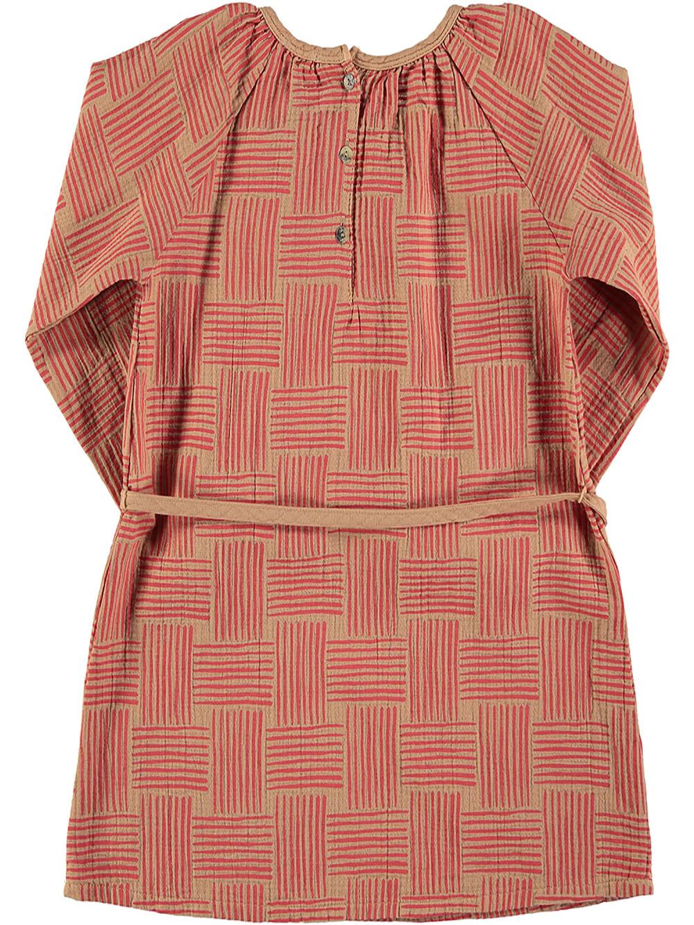 VESTIDO CINTURÓN ESTAMPADO RAYAS CARAMELO