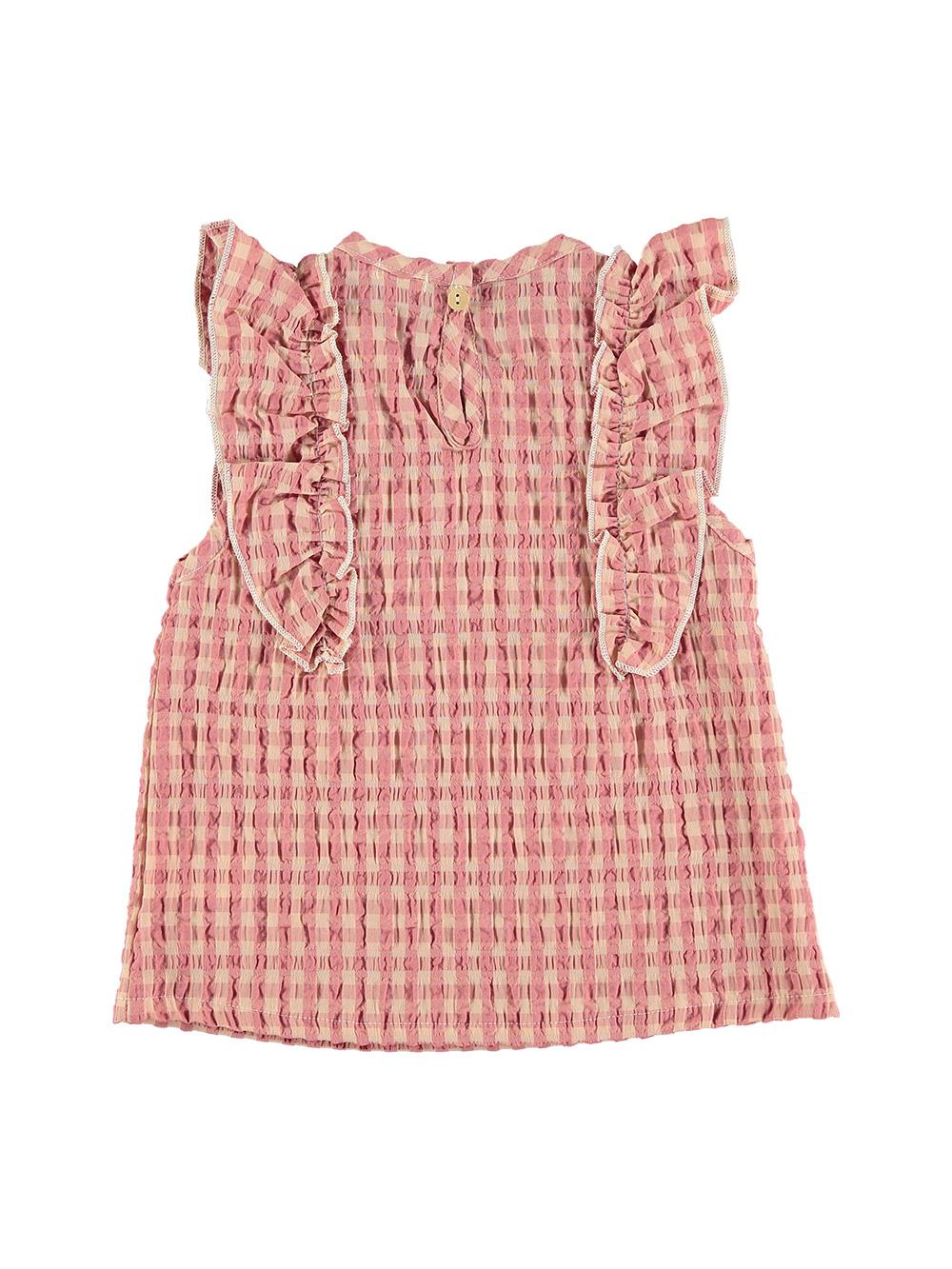 CAMISA VOLANTES VICHY ROSA