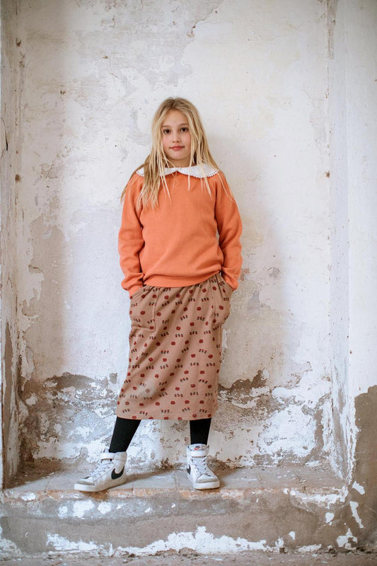 WHITE NECK CORAL SWEATSHIRT