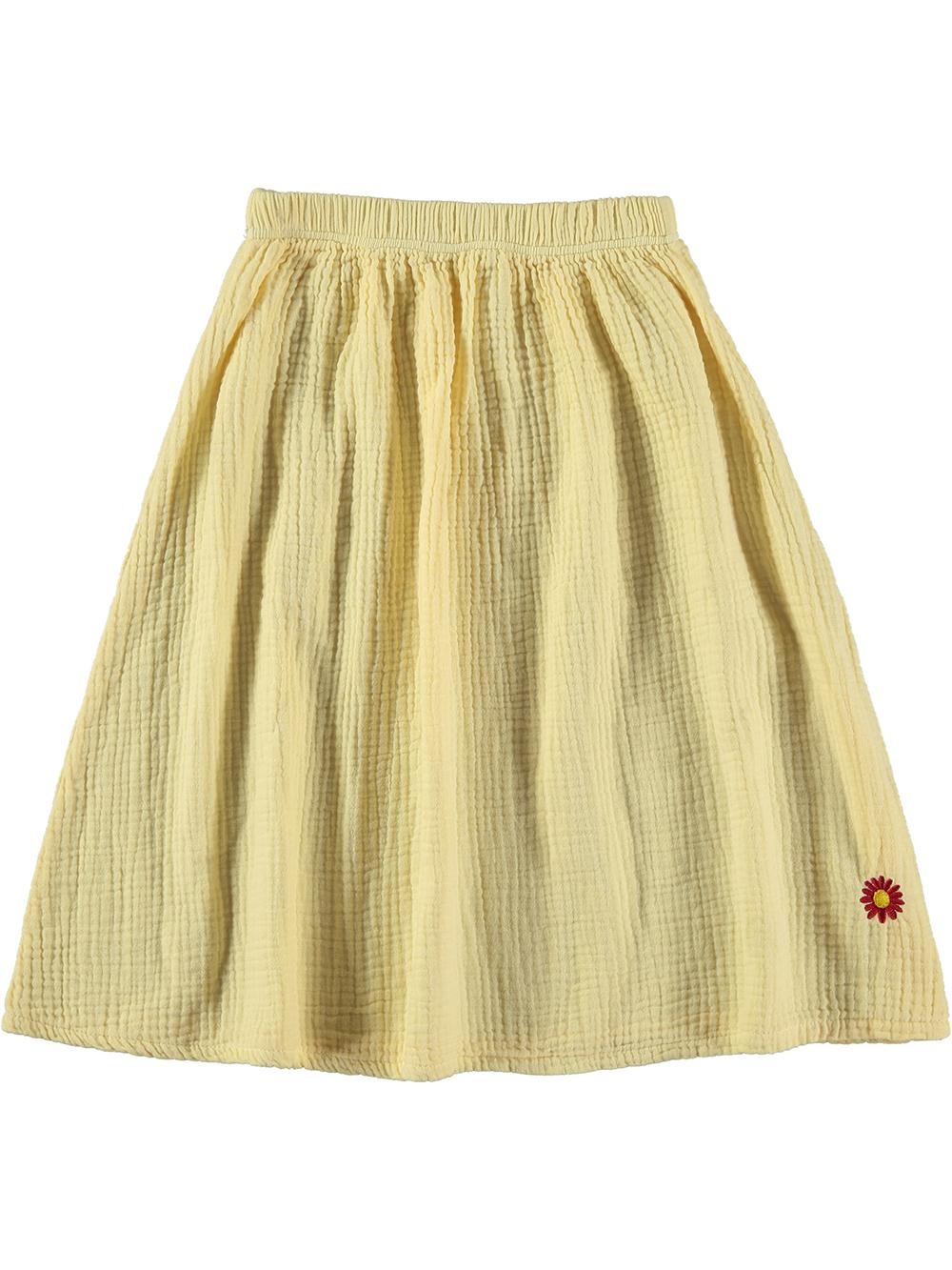 FALDA LARGA AMARILLO BORDADO FLOR