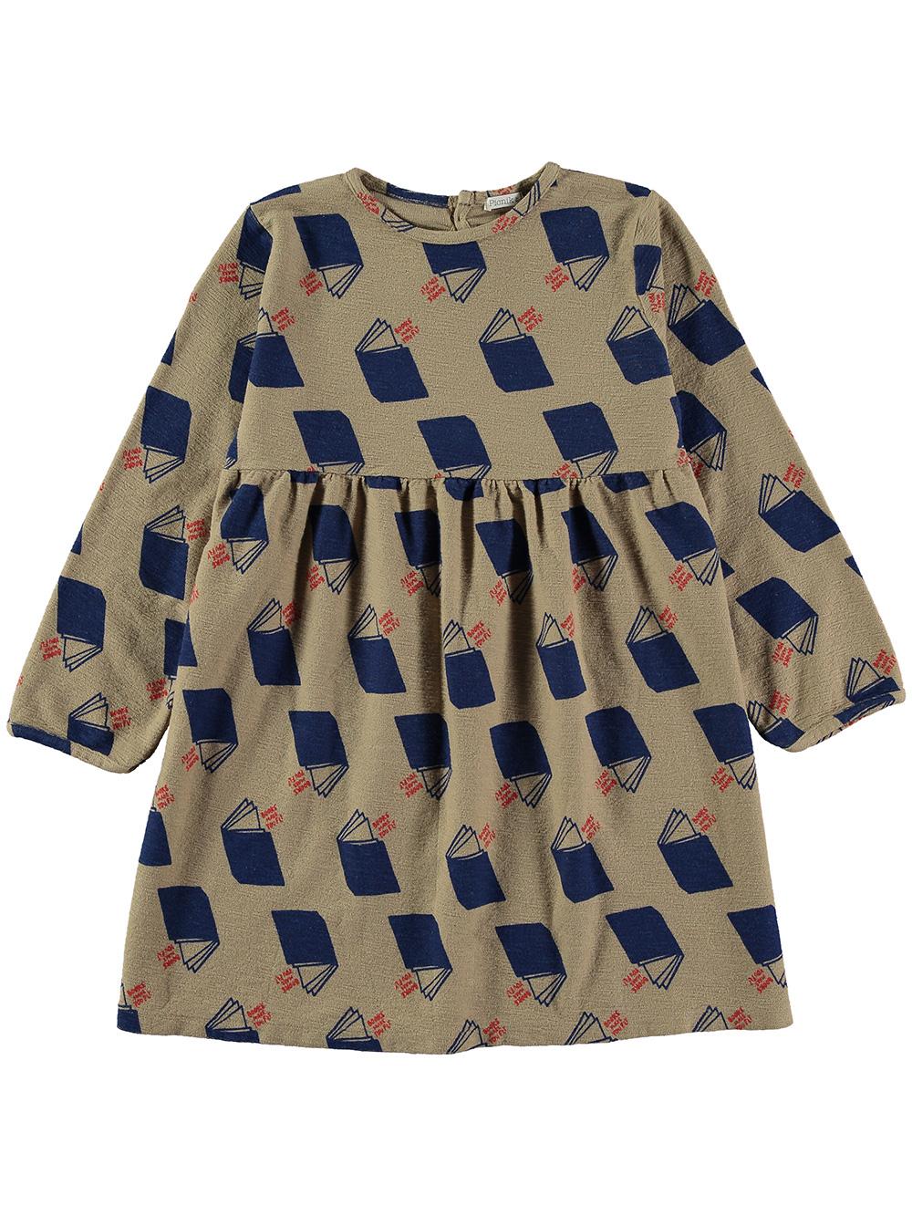 CAMEL BOOK PRINT DRESS