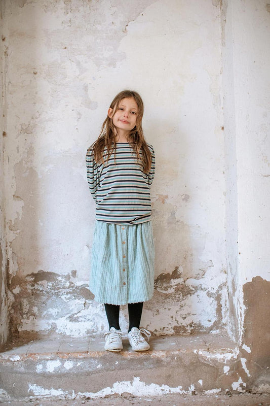 LIGHT BLUE BUTTONED CORDUROY SKIRT