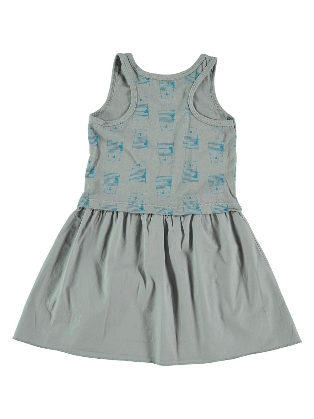 VESTIDO TIRANTES ESTAMPADO GATOS Y PECES GRIS