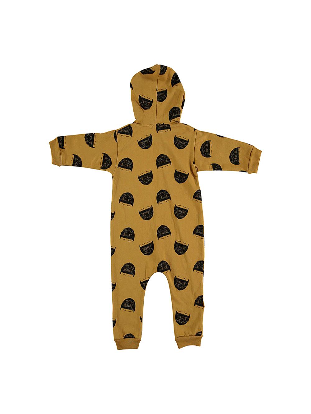 MONO BEBÉ MOSTAZA CAPUCHA ESTAMPADO NIÑOS