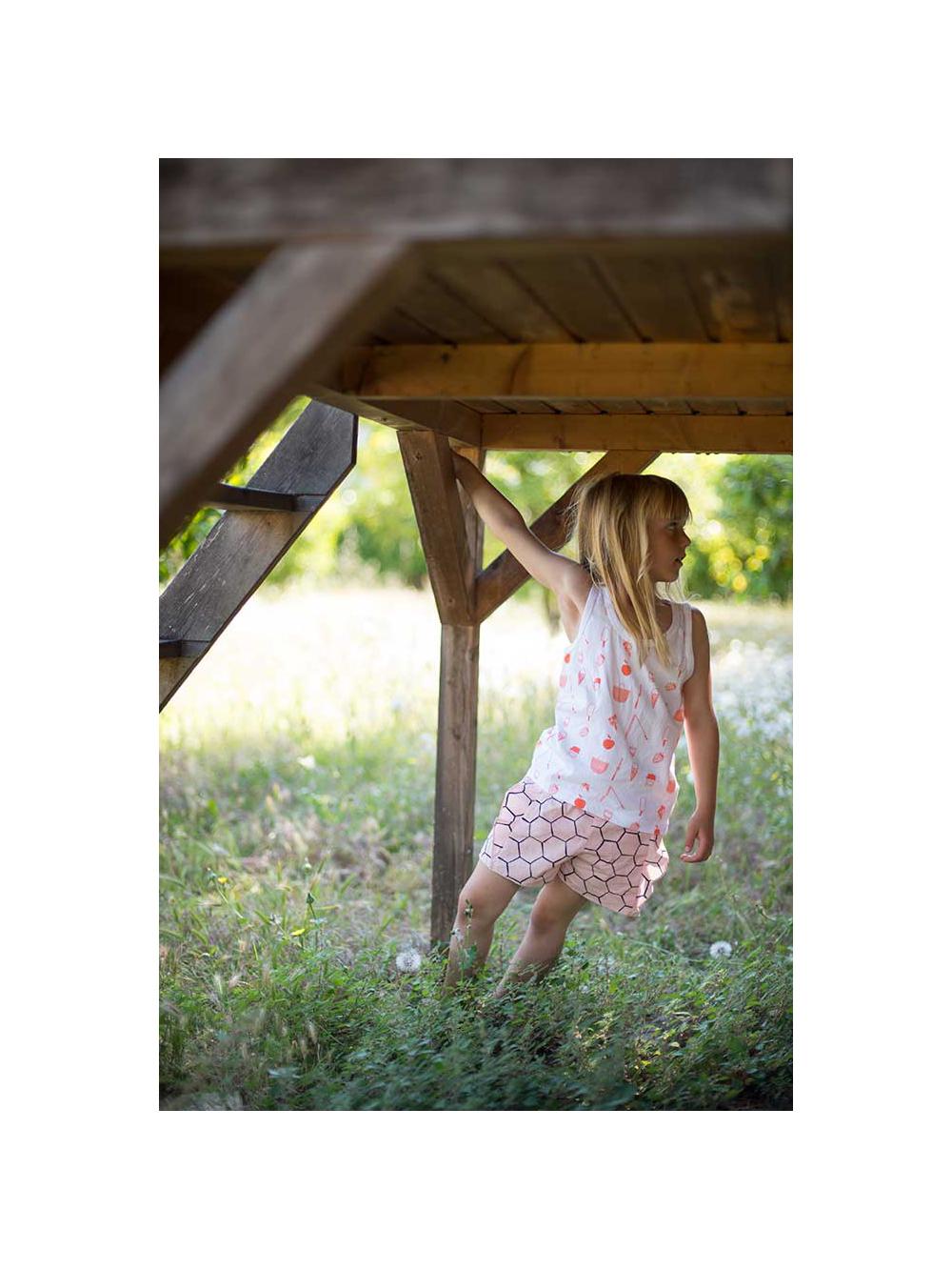 SALMON Ruffle Printed Shorts with Ruffles