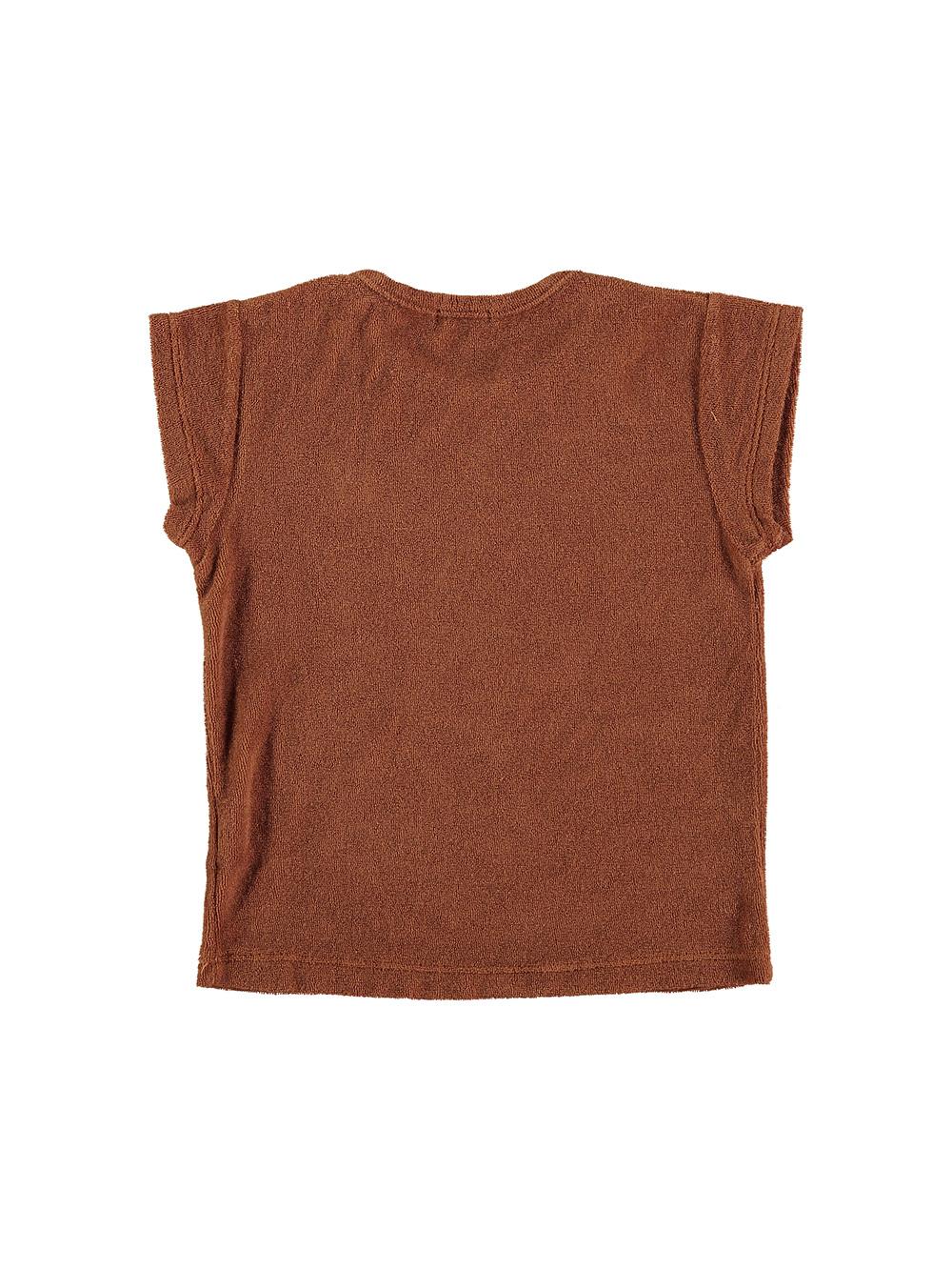 CAMISETA EN RIZO BORDADO MARIPOSA MARRÓN