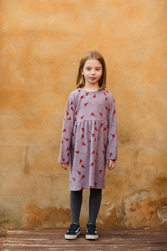 PRINTED DRESS WITH LILAC DANCER SHOES