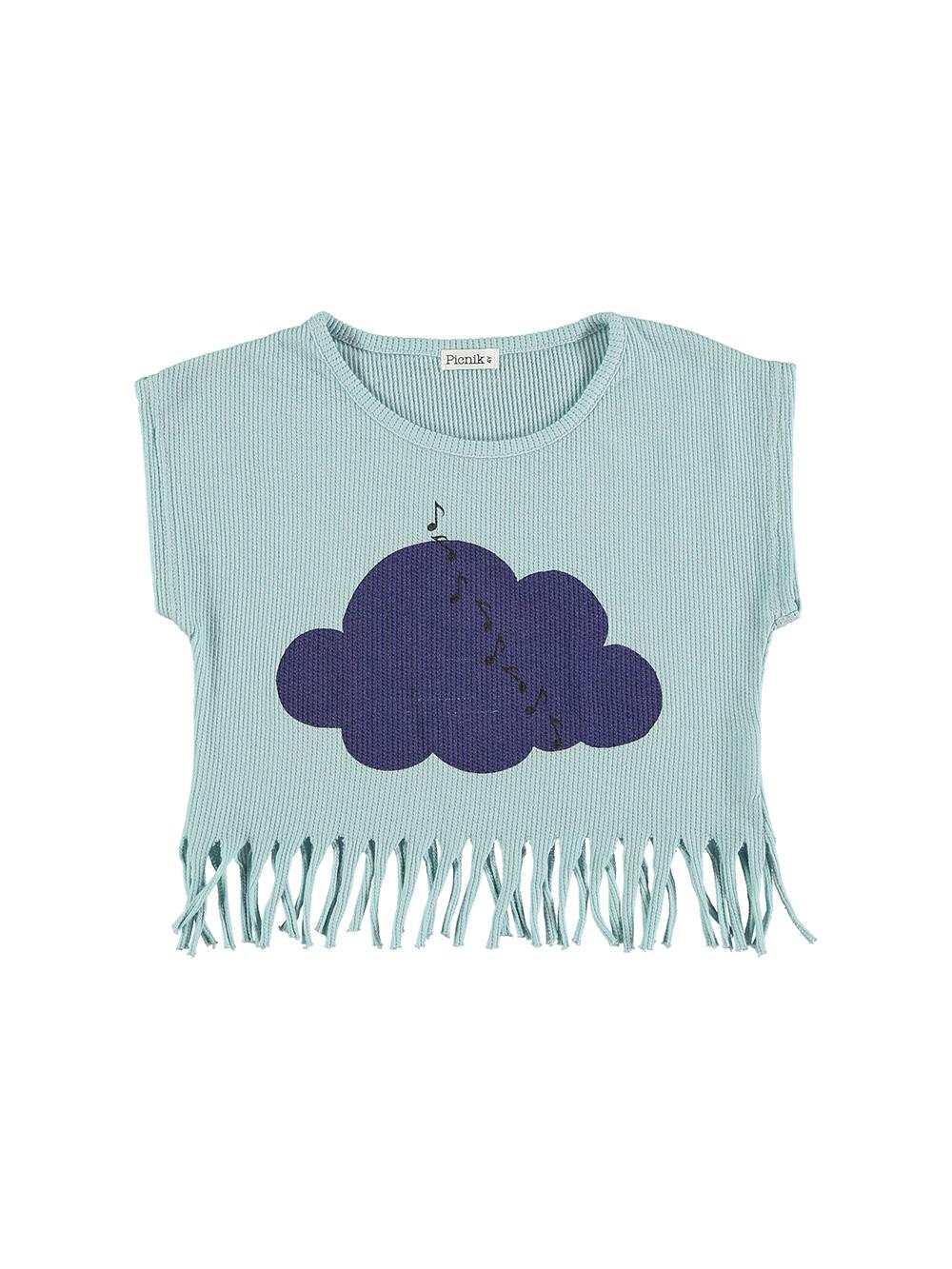 CAMISETA CROPPED NUBE Y NOTAS AZUL