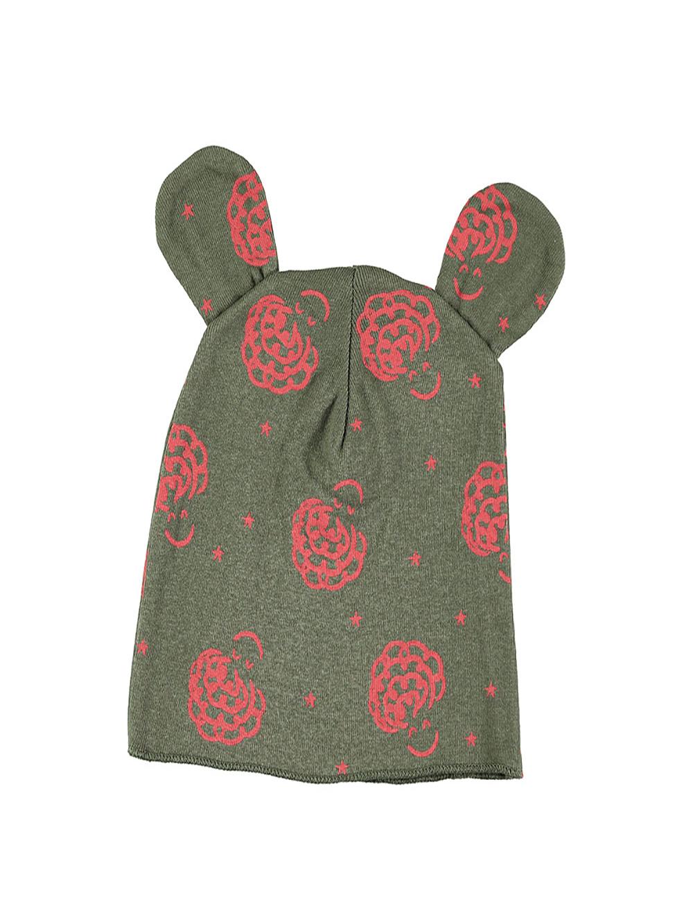 GORRO OREJAS BEBÉ ESTAMPADO RIZOS VERDE KAKI