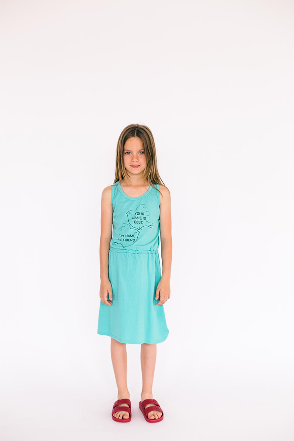 VESTIDO TIRANTES PÁJAROS AMIGOS VERDE