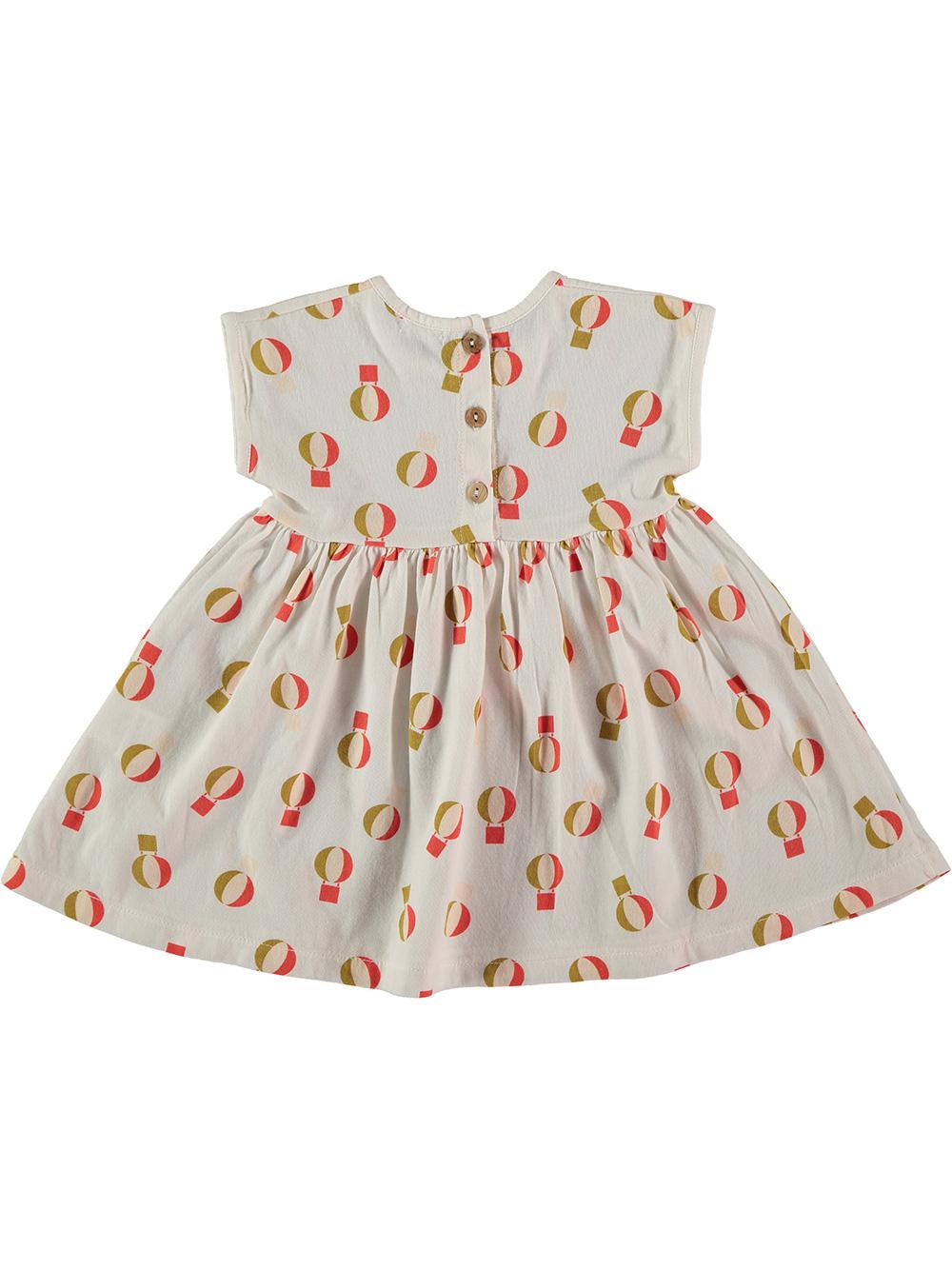 WHITE BABY DRESS WITH COLORFUL BALLOON PRINT