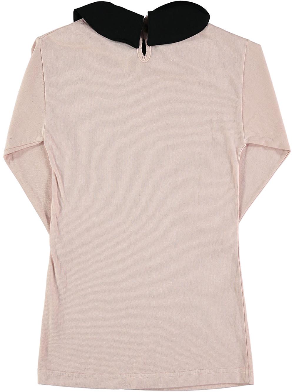 VESTIDO ROSA CUELLO NEGRO