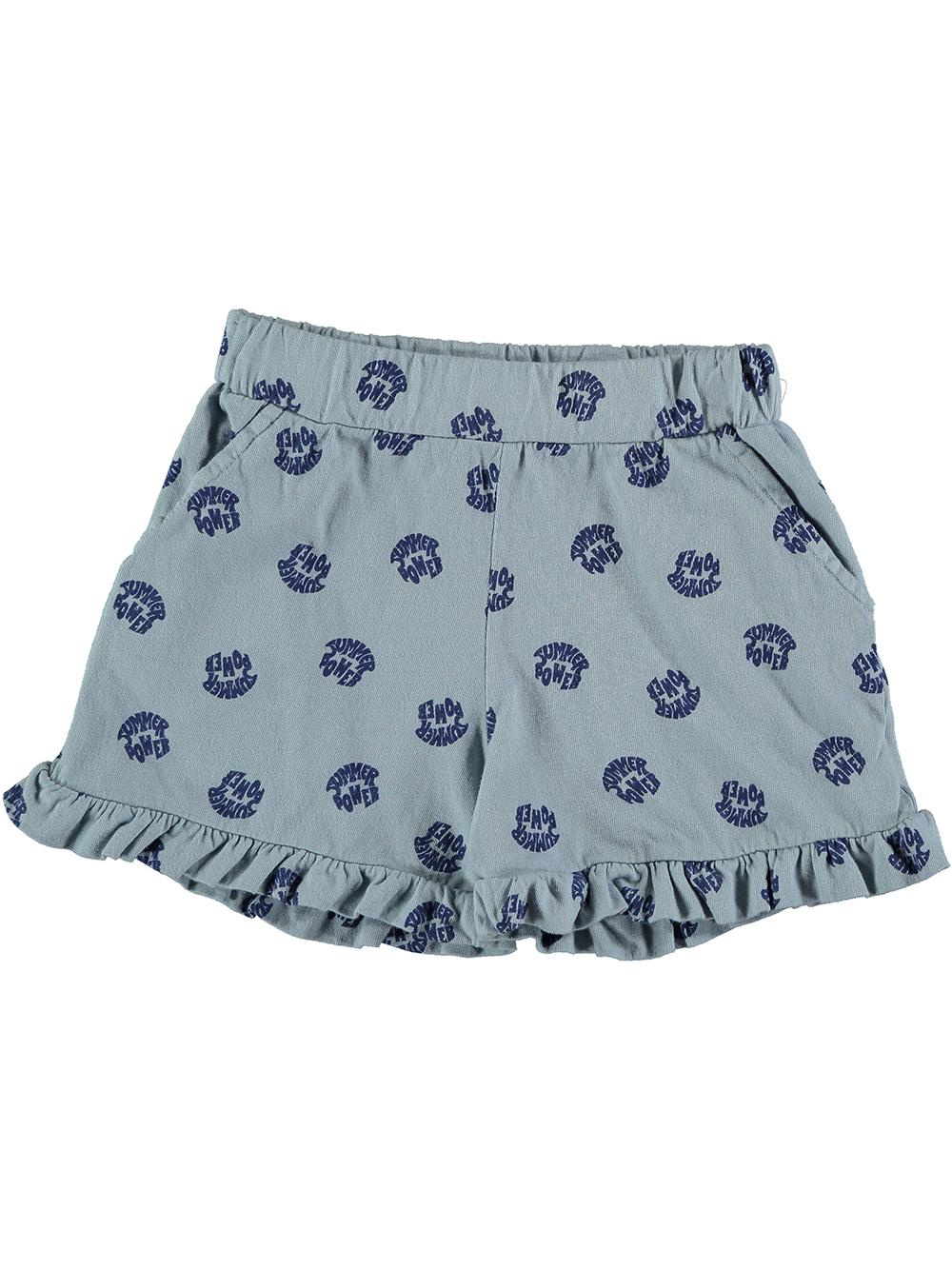 PANTALÓN CORTO VOLANTES ESTAMPADO SUMMER POWER AZUL CLARO