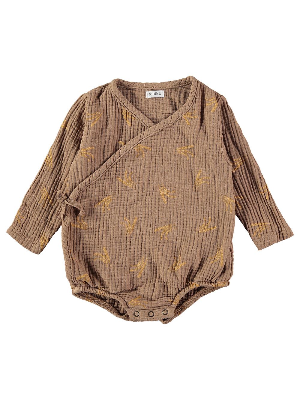 BODY CRUZADO MARRÓN ESTAMPADO RAMO TRIGO