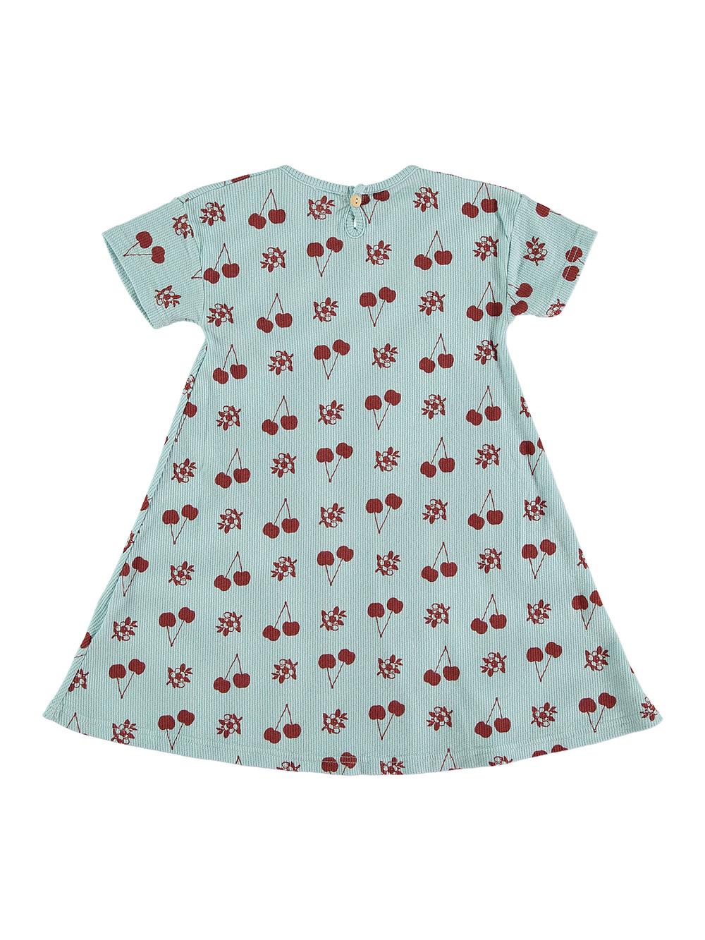 VESTIDO EVASÉ ESTAMPADO CEREZAS AZUL CLARO CLARO