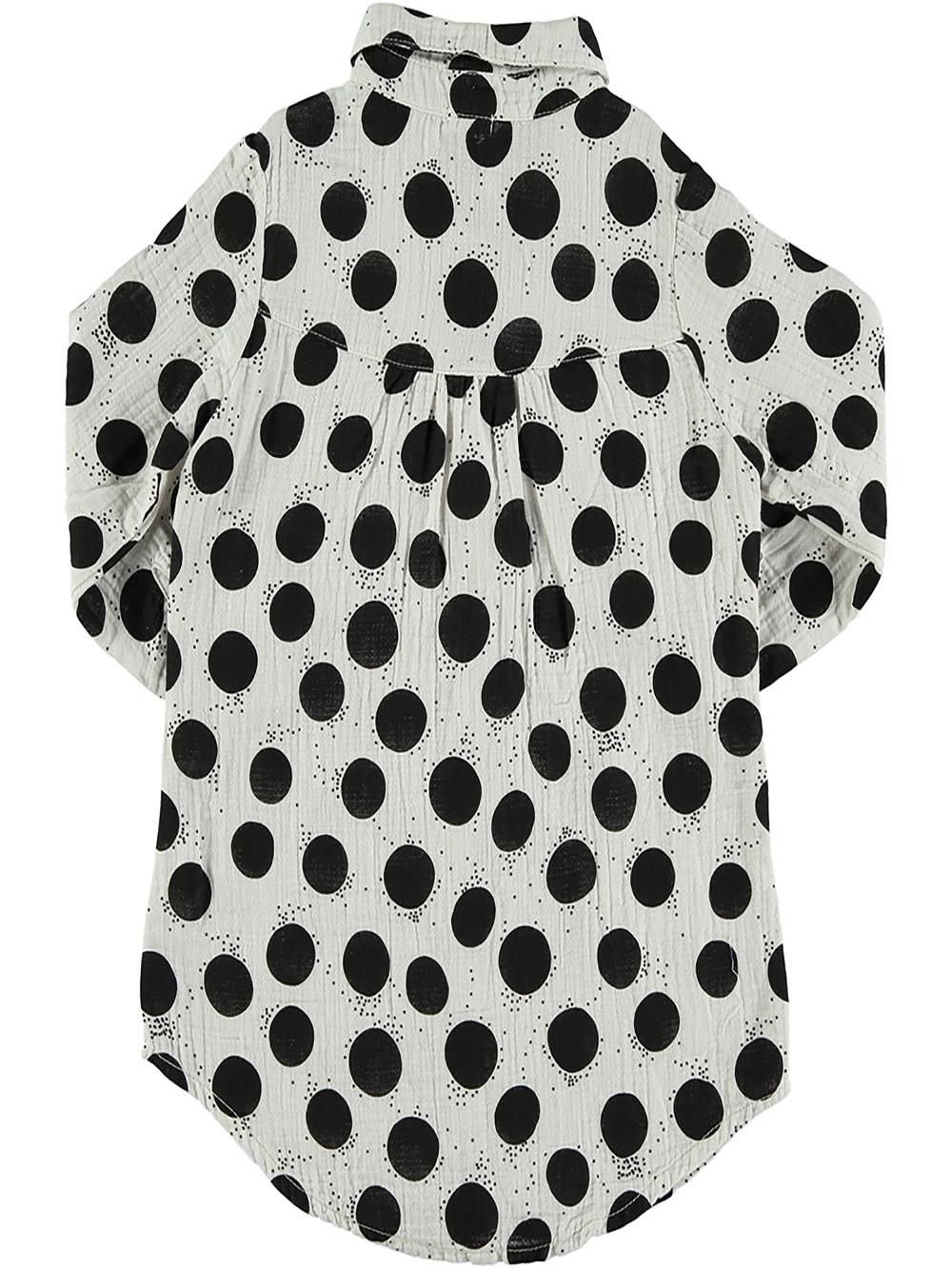 VESTIDO CAMISA ESTAMPADO TOPOS BLANCO