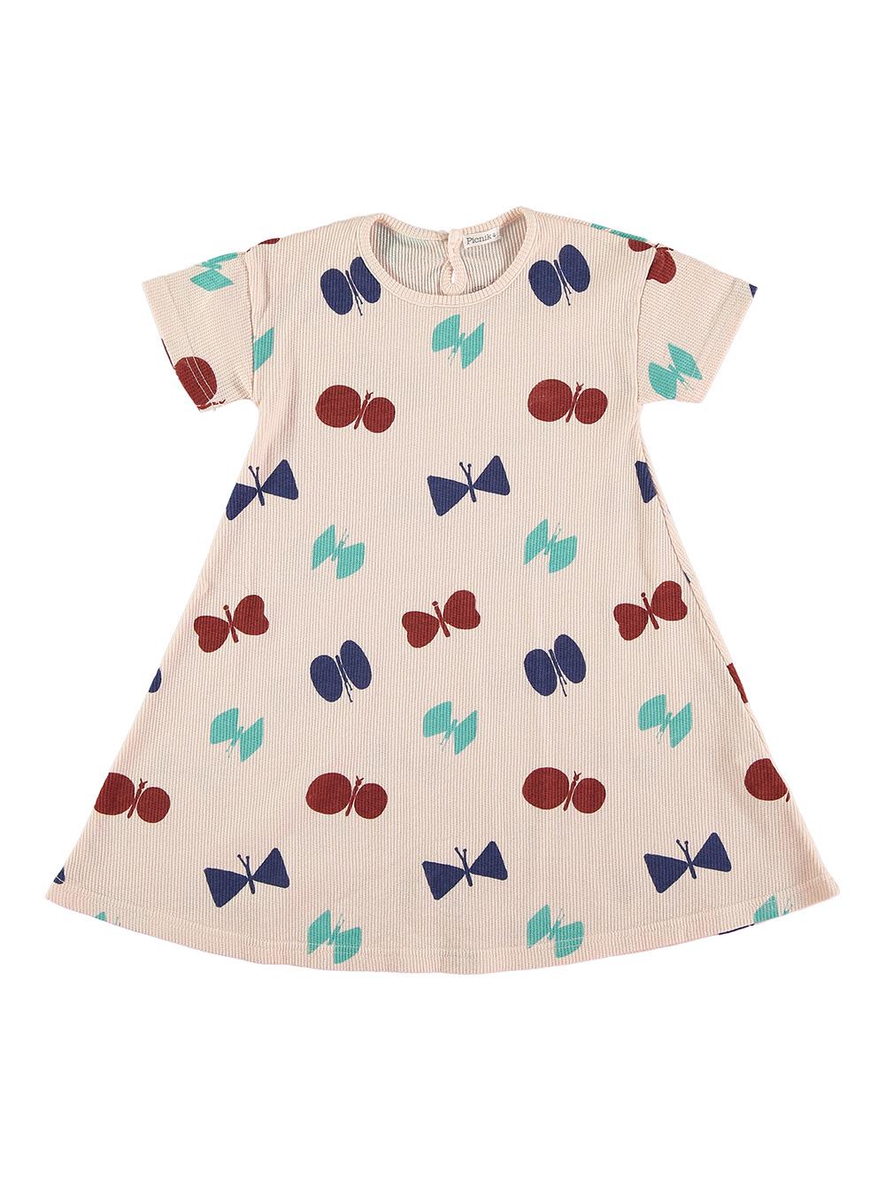 VESTIDO EVASÉ ESTAMPADO MARIPOSAS ROSA PALO