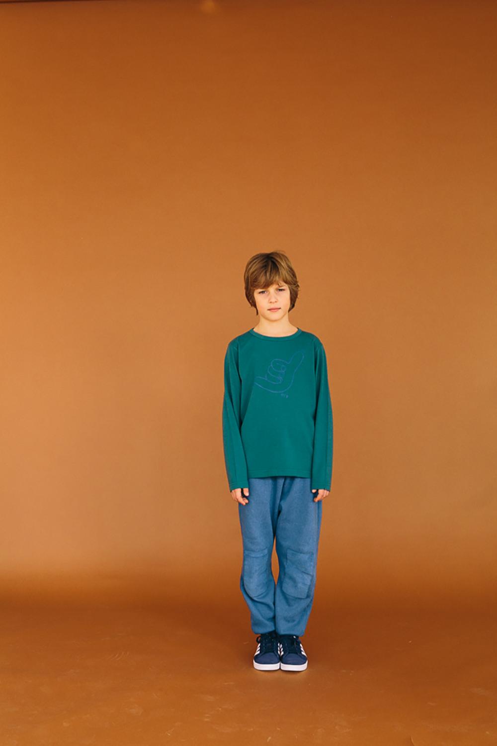 GREEN LONG SLEEVE T-SHIRT WITH ALOHA PRINT
