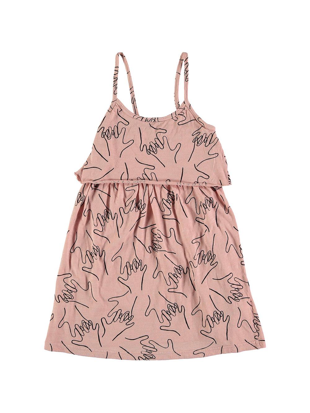 VESTIDO TIRANTES ESTAMPADO MANOS ROSA