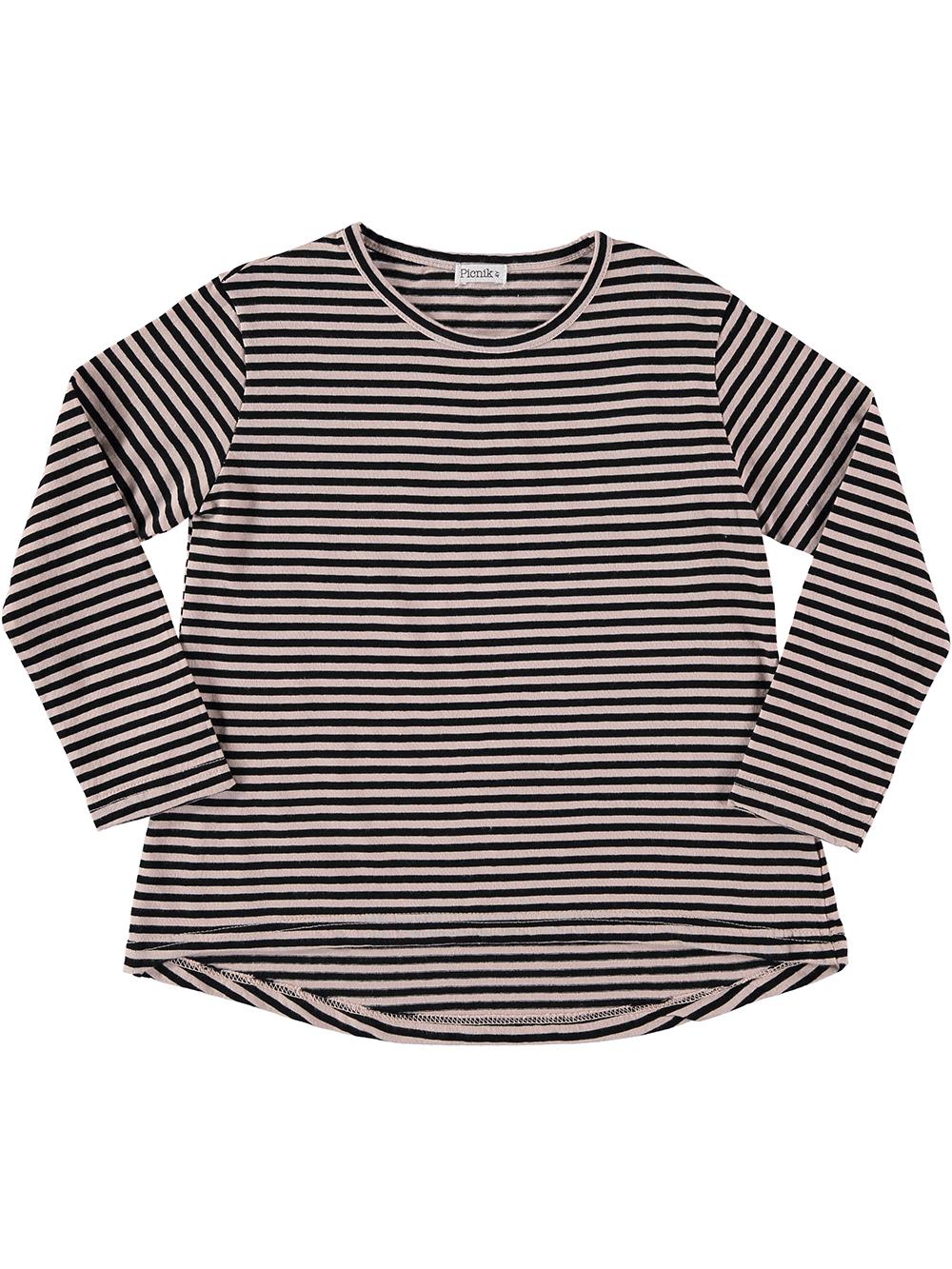PINK AND BLACK STRIPED T-SHIRT