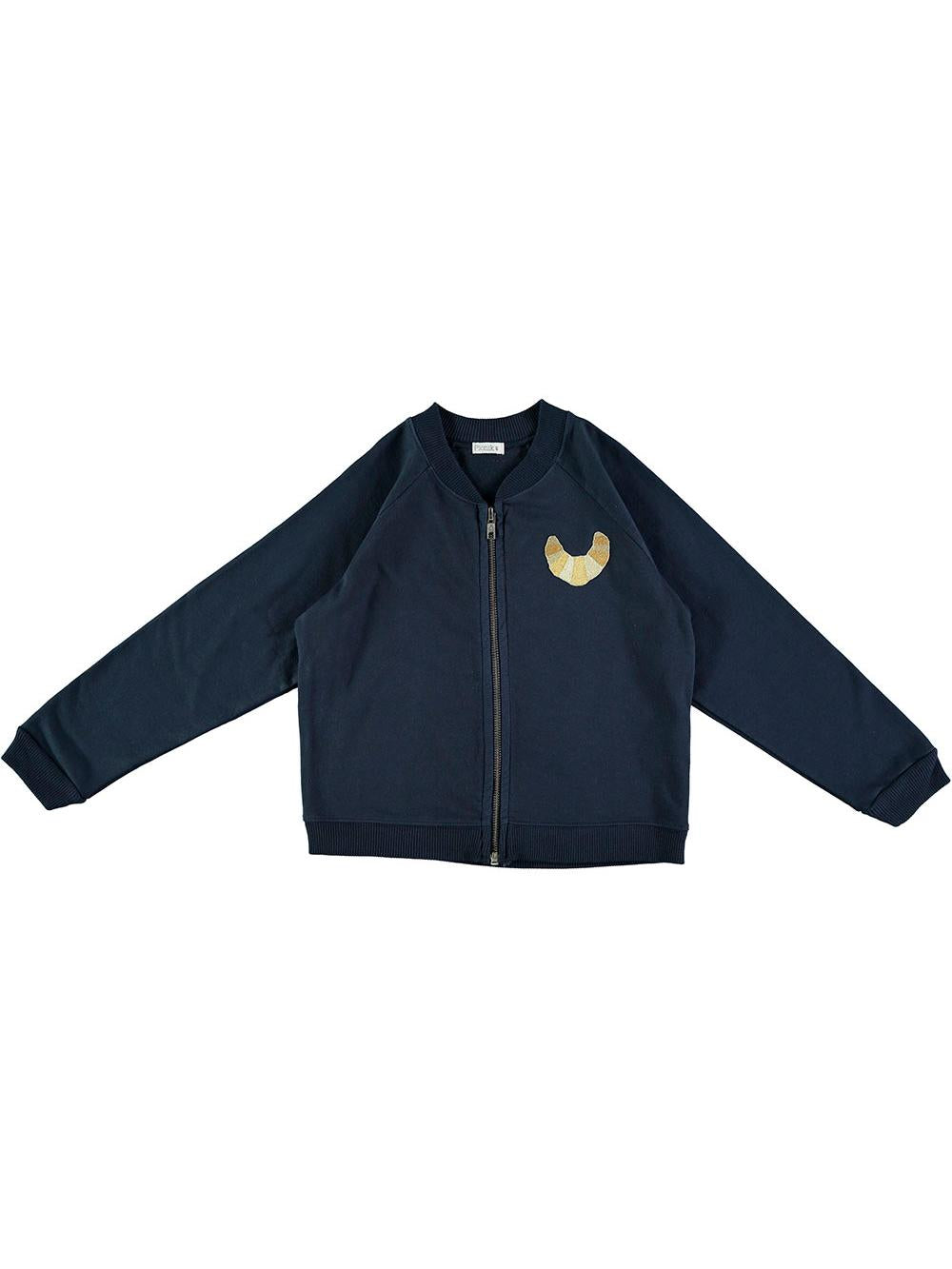 SUDADERA CREMALLERA BORDADO CROISSANT AZUL NOCHE